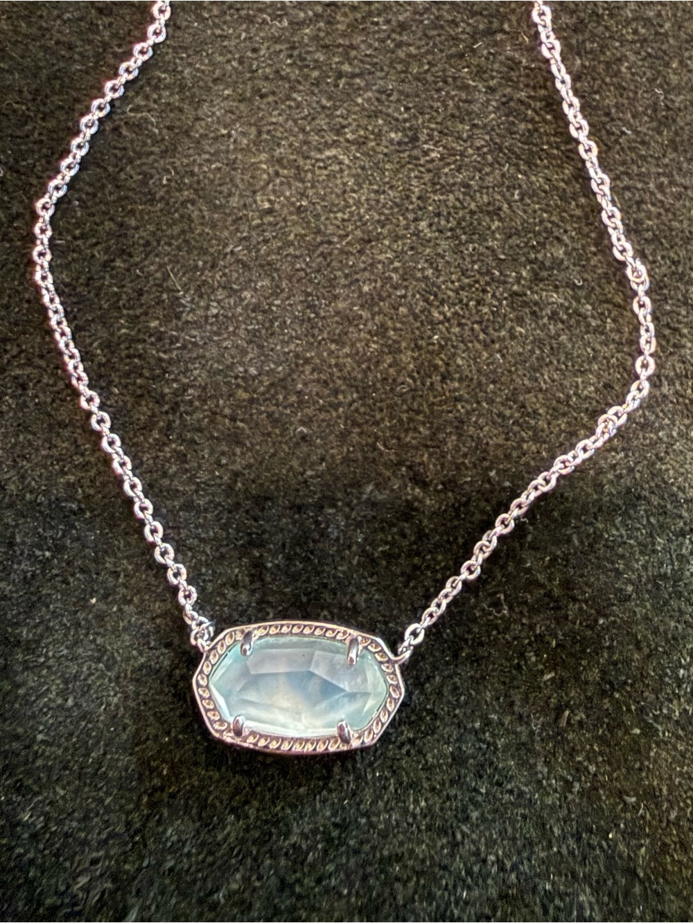 Kendra Scott Light Blue Faceted Stone Pendant Necklace 16”